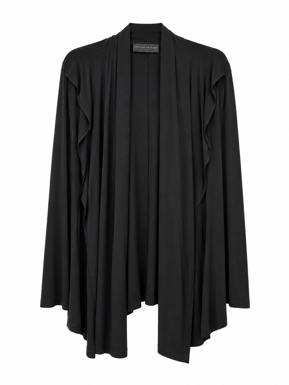Donna Karan Black Fluid Open-Front Cardigan
